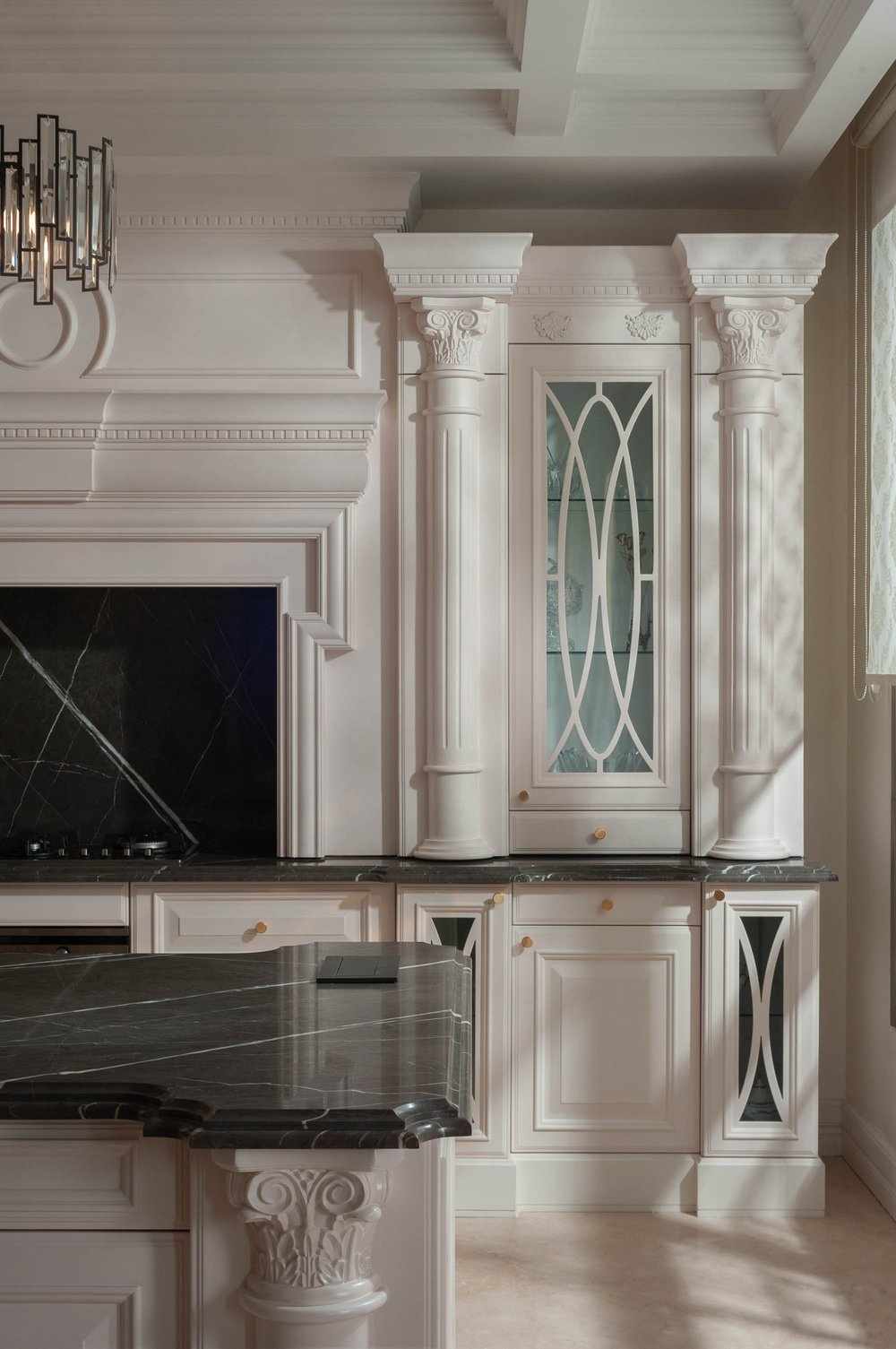 Modern architecture combining black and white granite