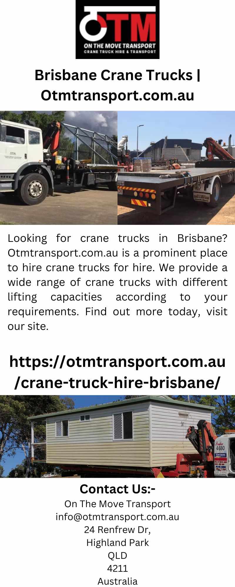 Brisbane Crane Trucks | Otmtransport.com.au
