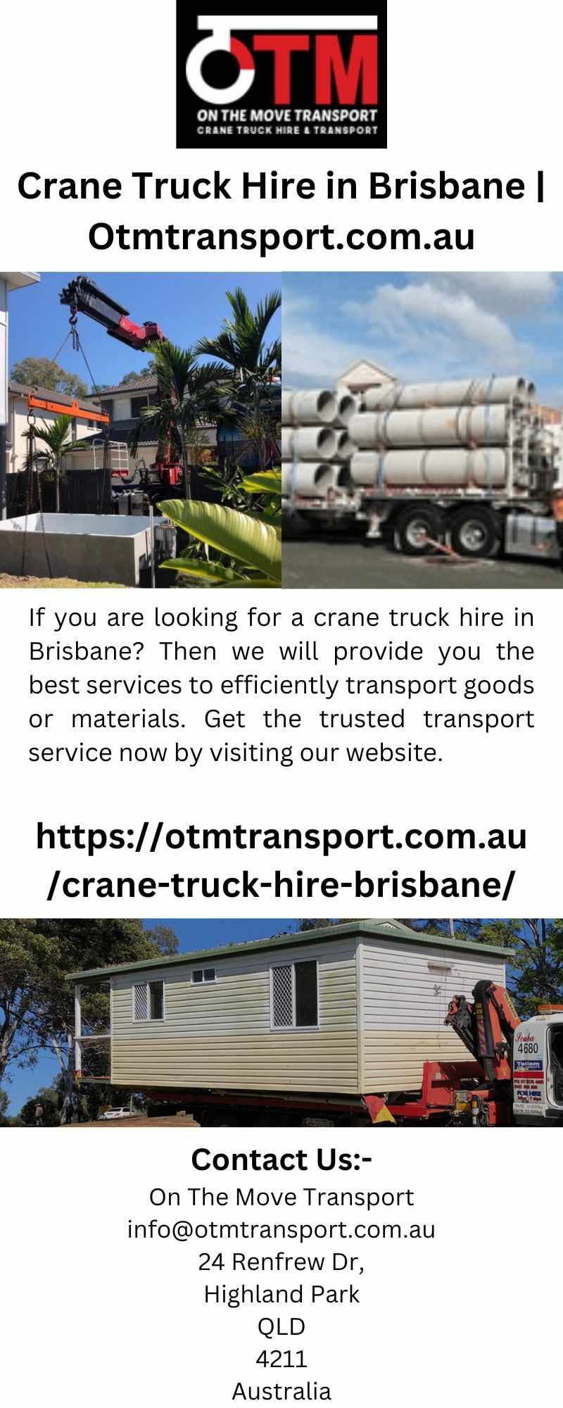 Crane Truck Hire in Brisbane | Otmtransport.com.au