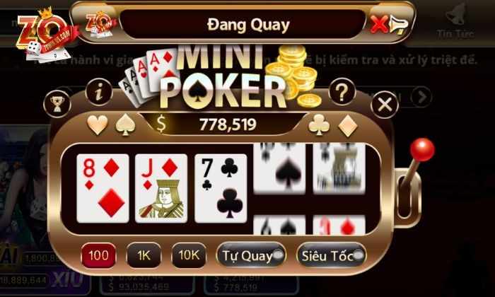 Mini poker Zowin – Bí quyết chơi hiệu quả để dễ thắng lớn