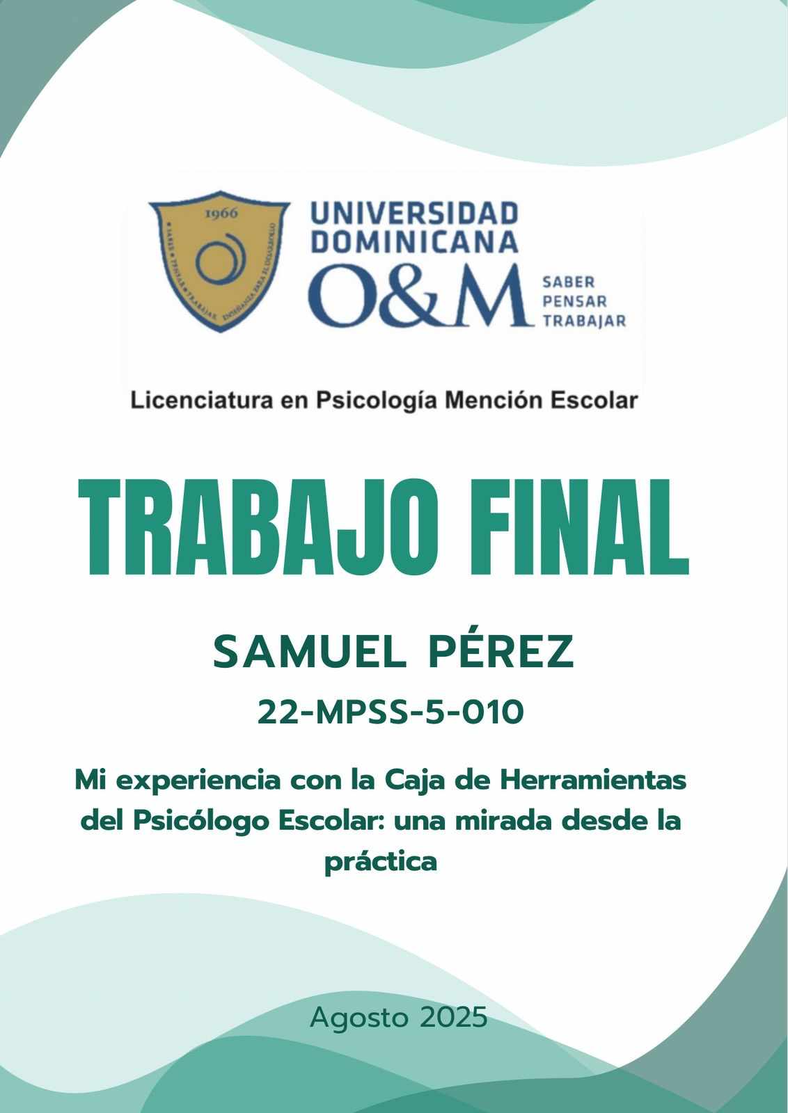 Mi experiencia con la caja de herramientas del psicólogo escolar: una mirada desde la practica