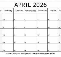 April 2026 Calendar Template