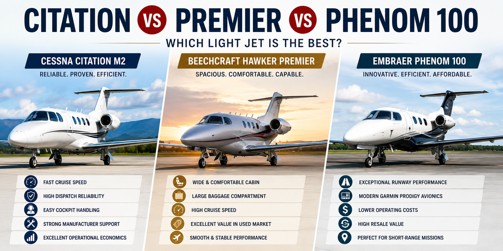 Citation vs Premier vs Phenom 100 | Which Light Jet Is The Best?