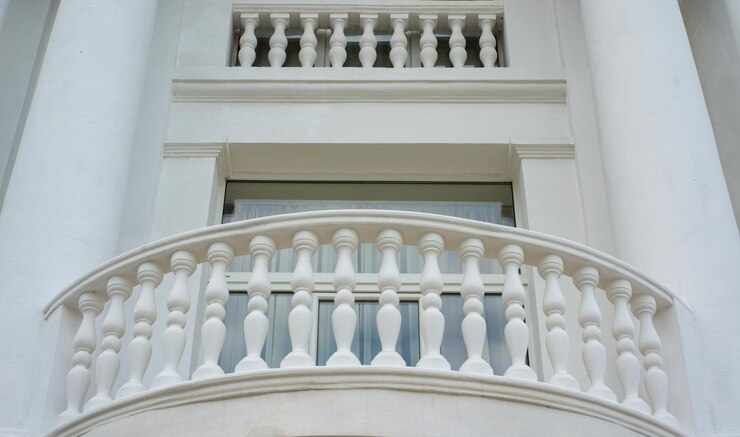 White balcony architecture with balusters