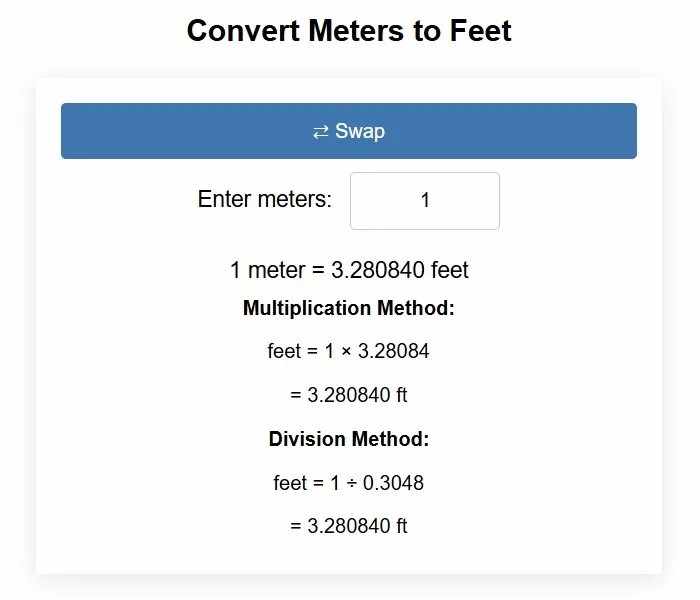 How Many Feet In The Meter