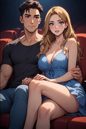 Getting sneaky in the movie theatre.