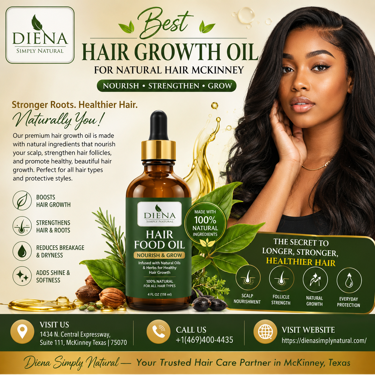 Diena Simply Natural Nourishing Hair Growth Oil McKinney