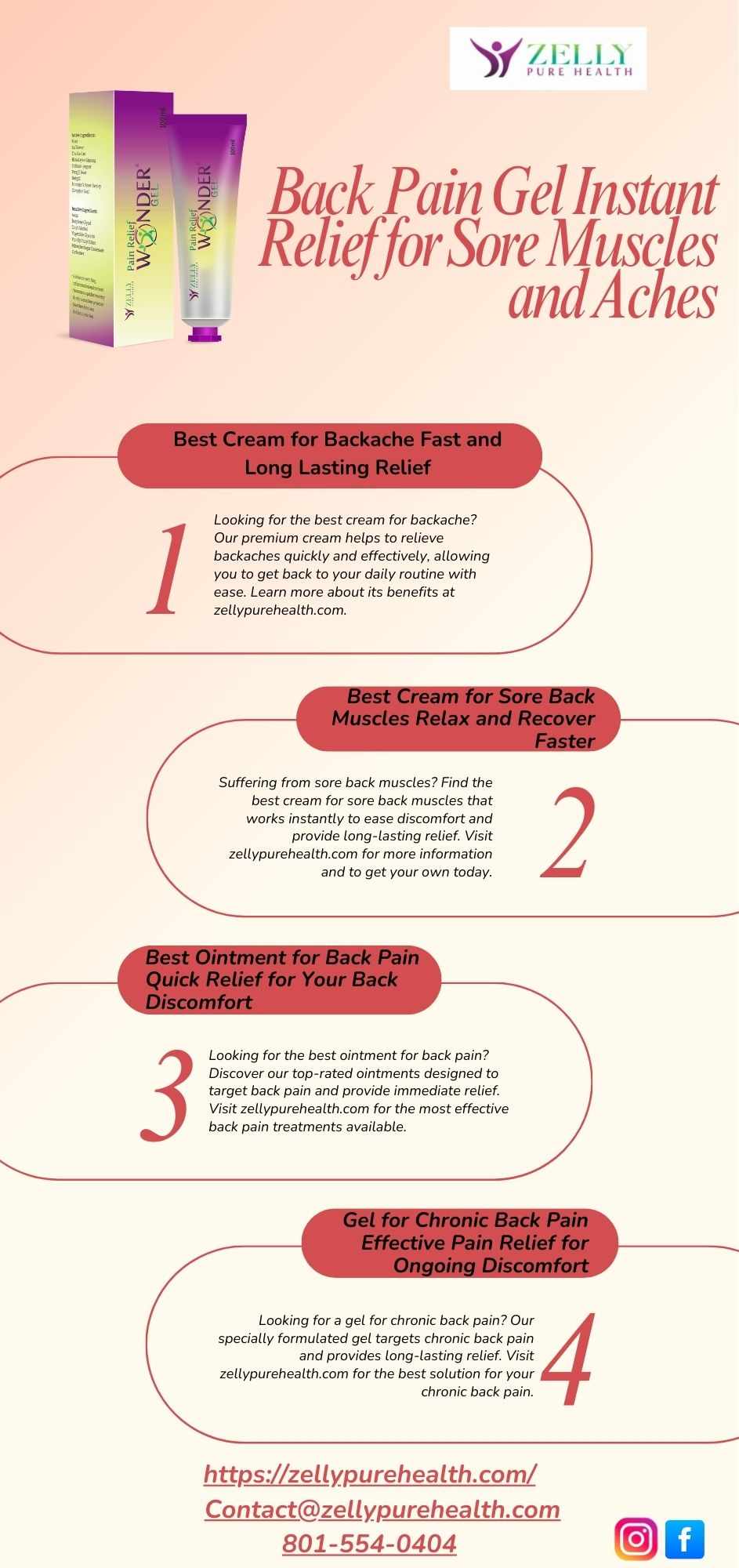 Back Pain Gel Instant Relief for Sore Muscles and Aches