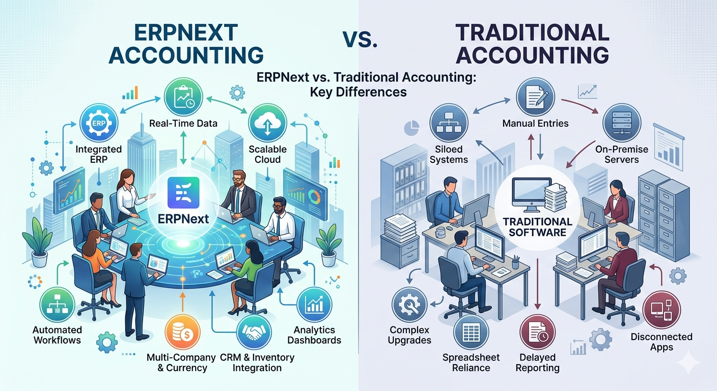 ERPNext Accounting vs Traditional Accounting Software: What Businesses Should Know