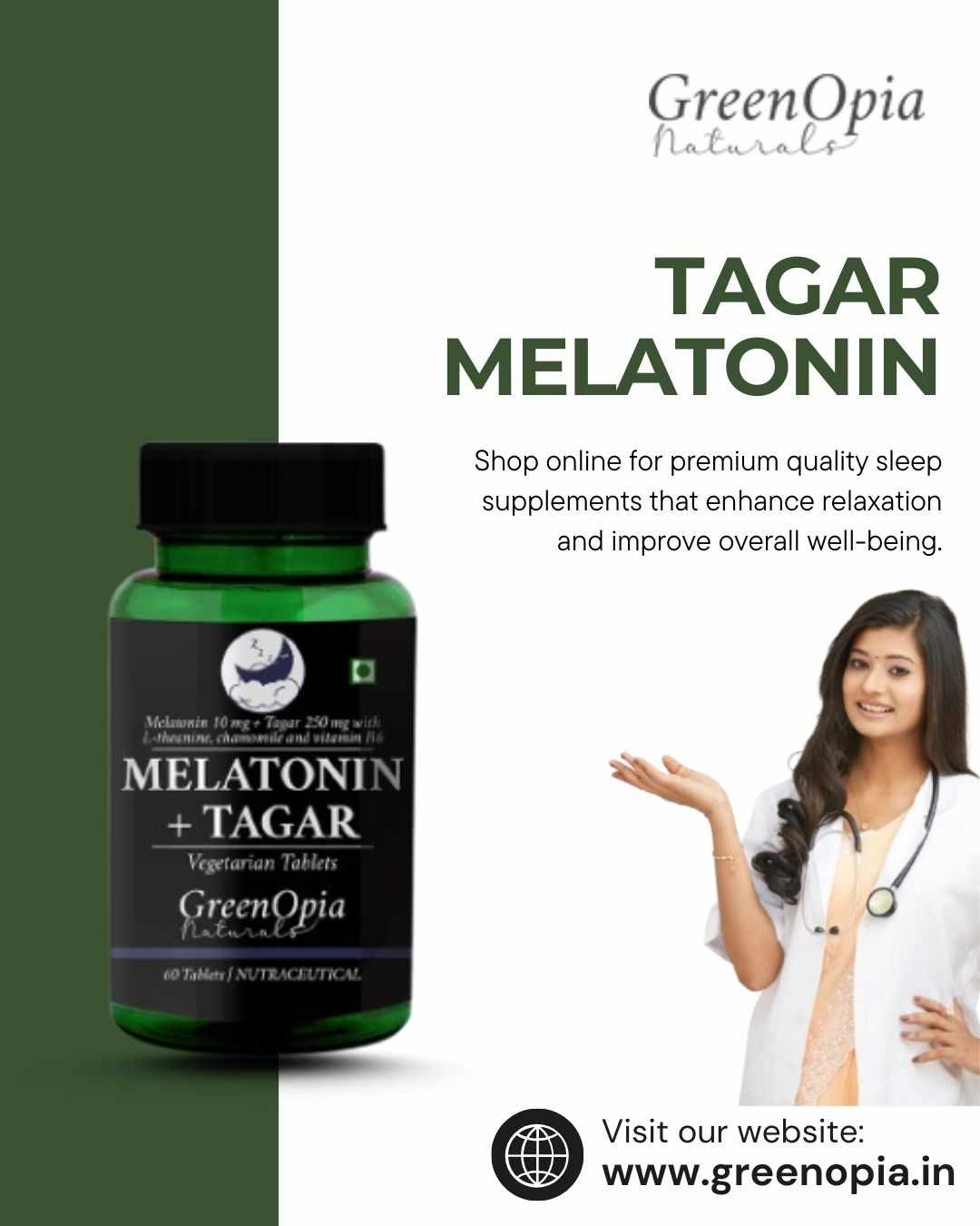 Tagar Melatonin Capsules for Better Sleep & Relaxation | Greenopia.in