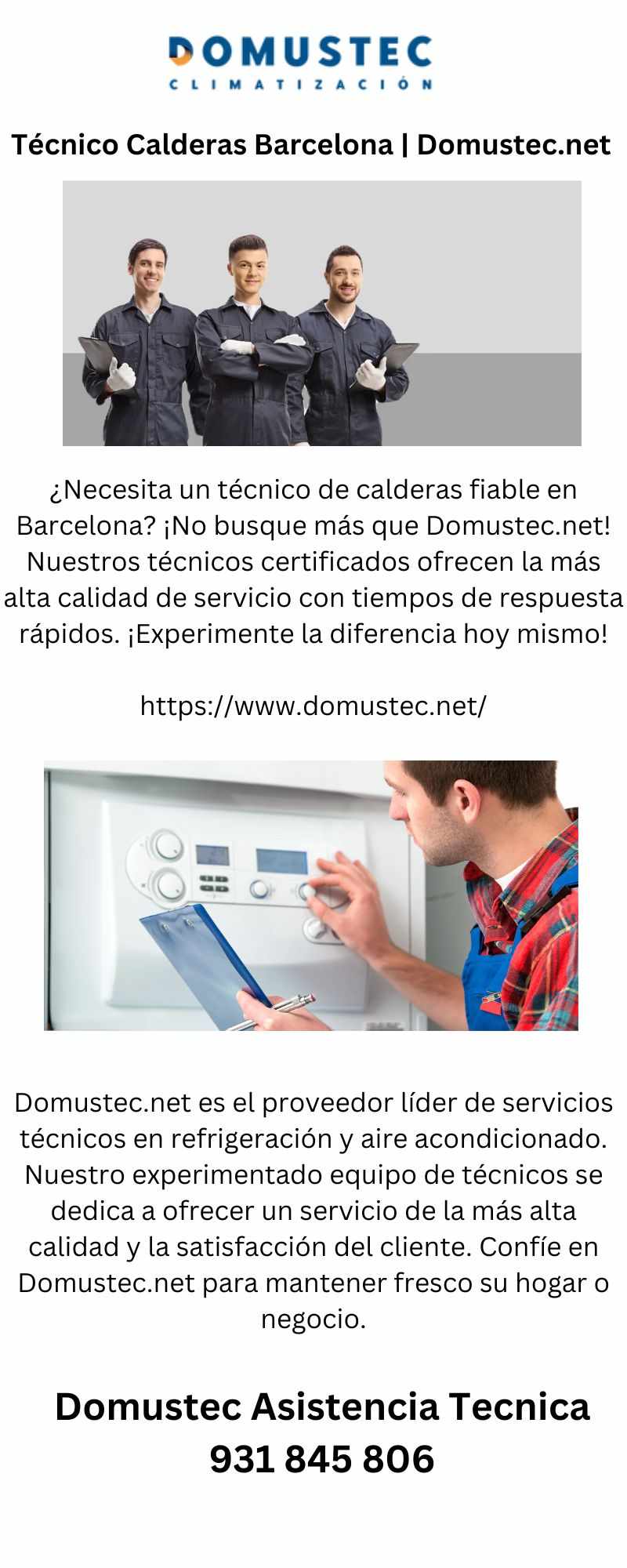 Técnico Calderas Barcelona | Domustec.net