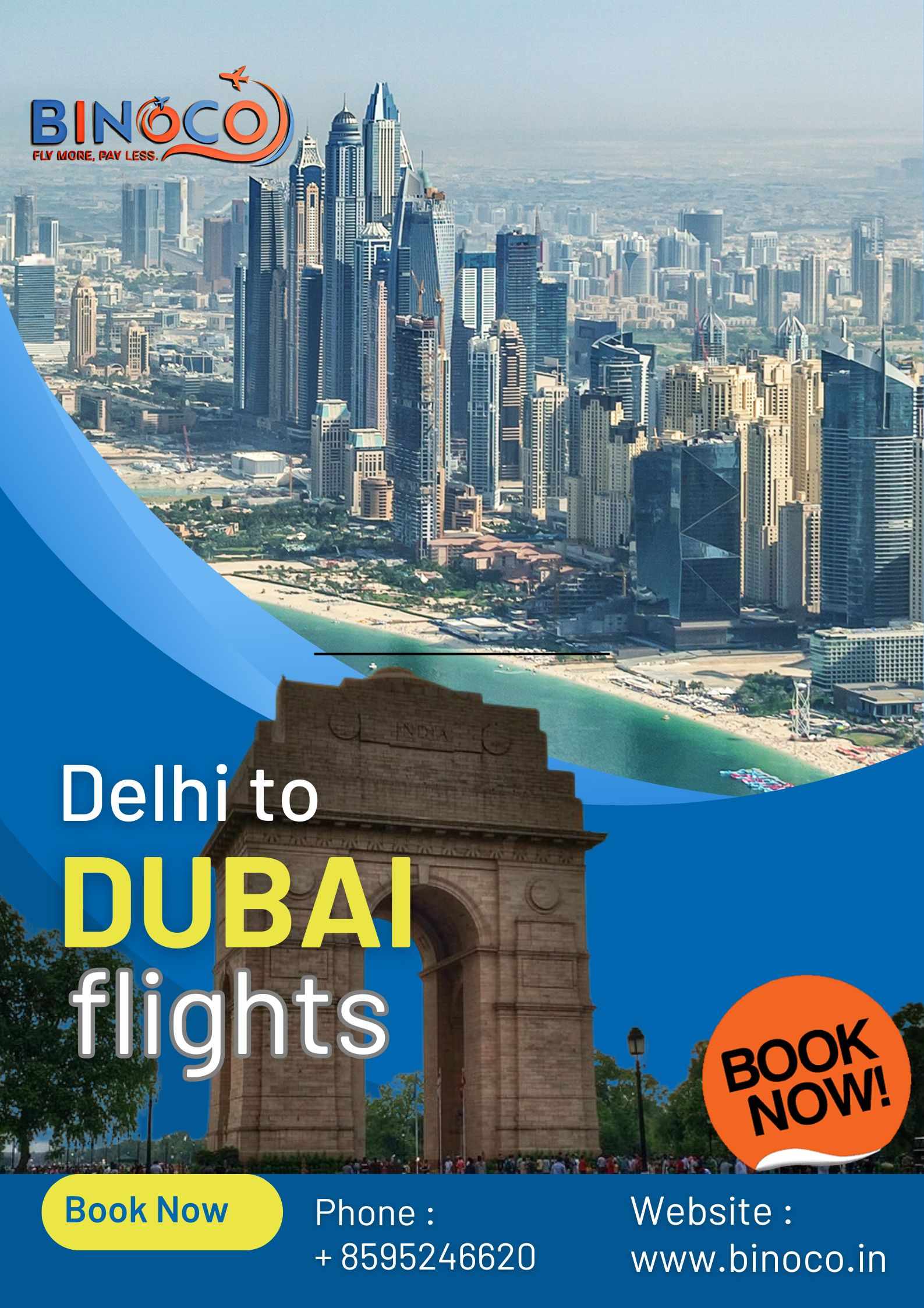 "Fly Smart, Fly Fast: Top Delhi to Dubai Connections via Binoco