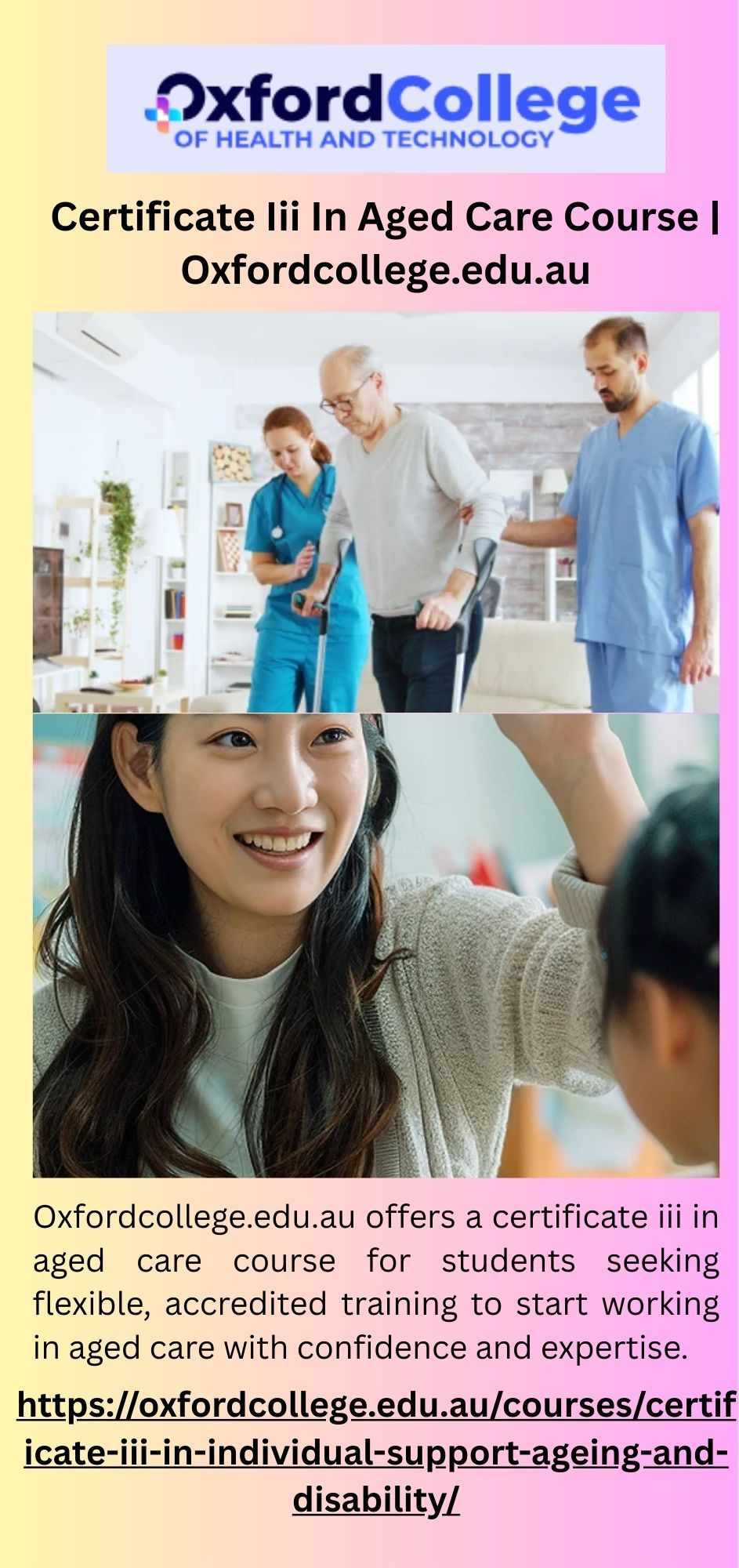 Certificate Iii In Aged Care Course | Oxfordcollege.edu.au