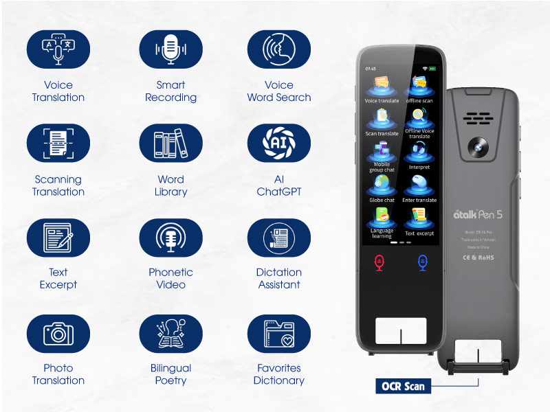 Bút Phiên Dịch ATalk Pen 5 - Dịch Thuật Online 134+ Ngôn Ngữ Và 19 Ngôn Ngữ Offline Chỉ 0,2 Giây