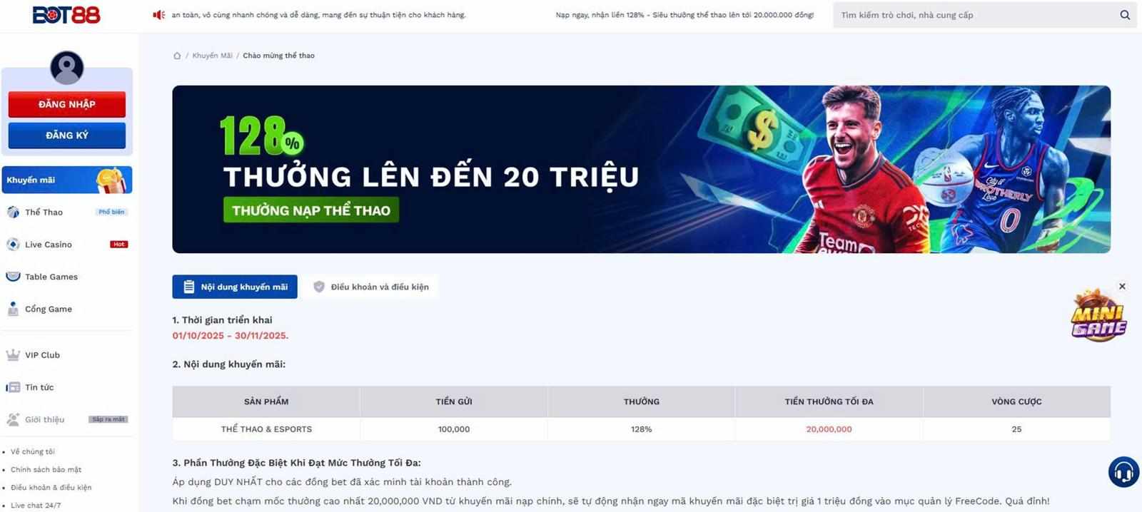 Tìm hiểu chương trình Chào mừng Thể thao thưởng nạp và lợi ích cho người chơi