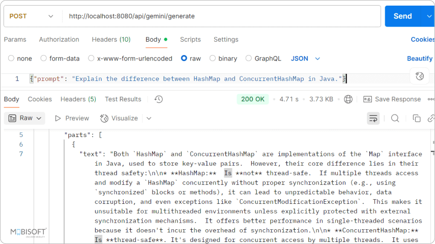 Gemini AI response to HashMap vs ConcurrentHashMap in Java