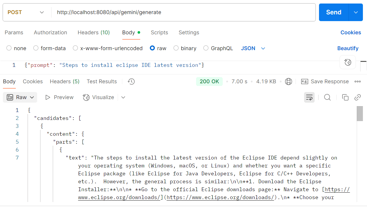Gemini AI response on installing Eclipse IDE