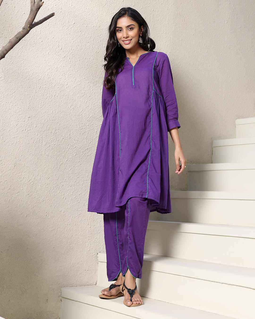 Trendy A line Collar Kurta Set Perfect for Office and Evening Events