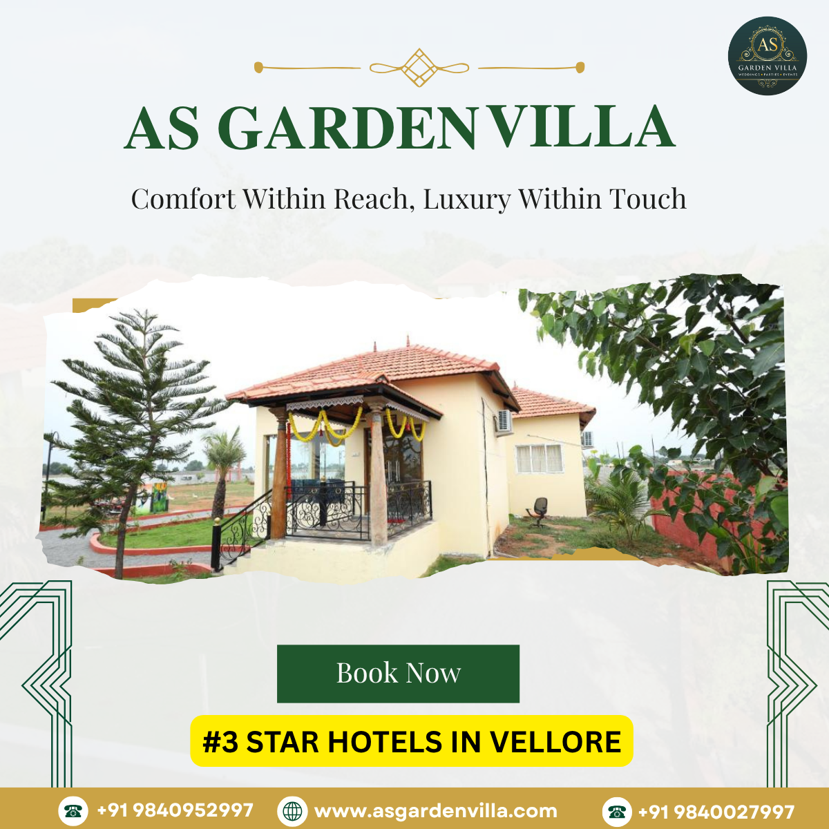 Comfort & Luxury at AS Garden Villa – Top 3 Star Hotel in Vellore