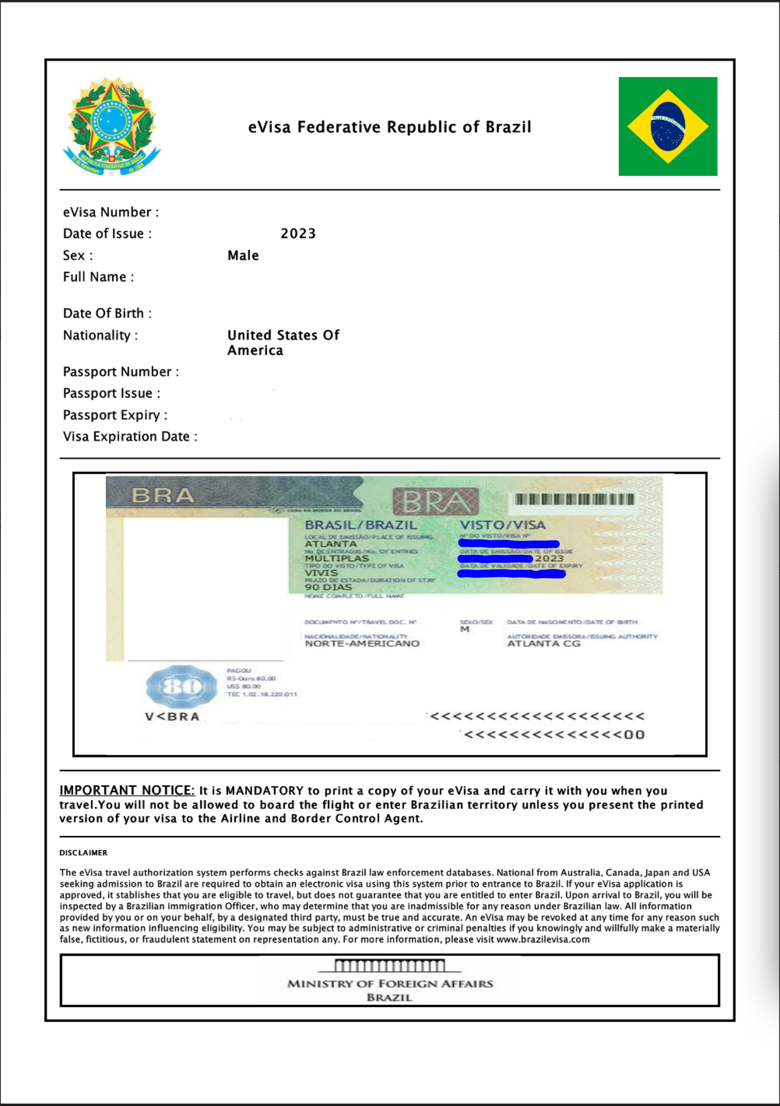 New Brasil eVisa (with bonus Brasil and Uruguay stamp content) :  r/PassportPorn