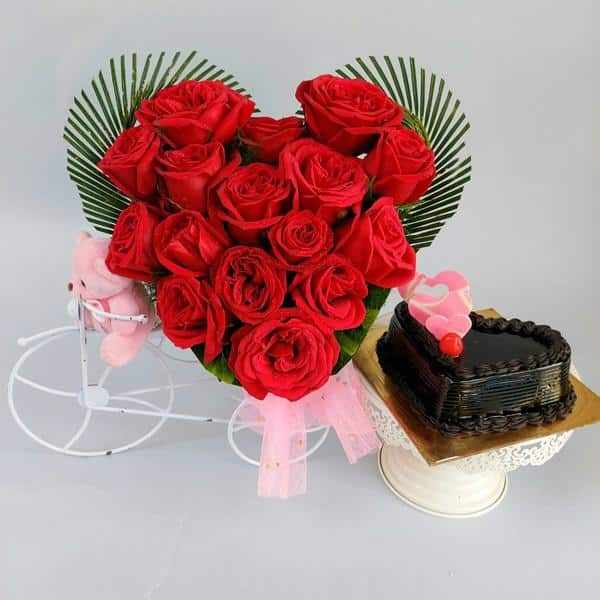 Black Forest Cakes with Flowers Combo – Romantic Gift Ideas