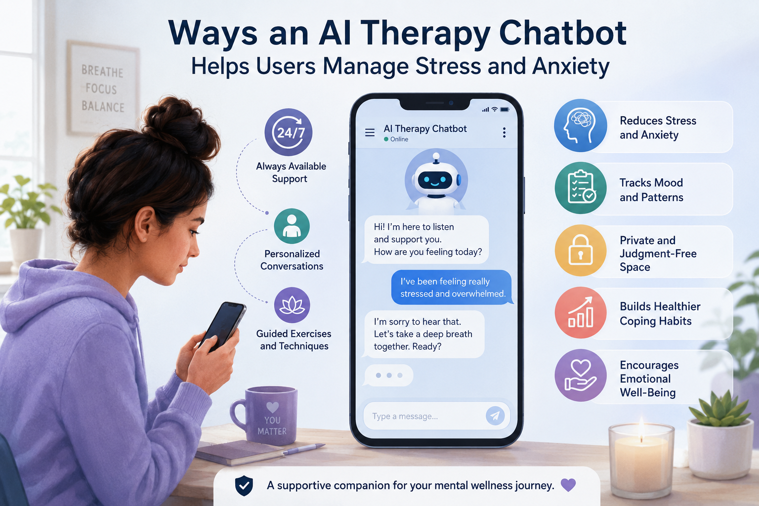 Ways an AI Therapy Chatbot Helps Users Manage Stress and Anxiety