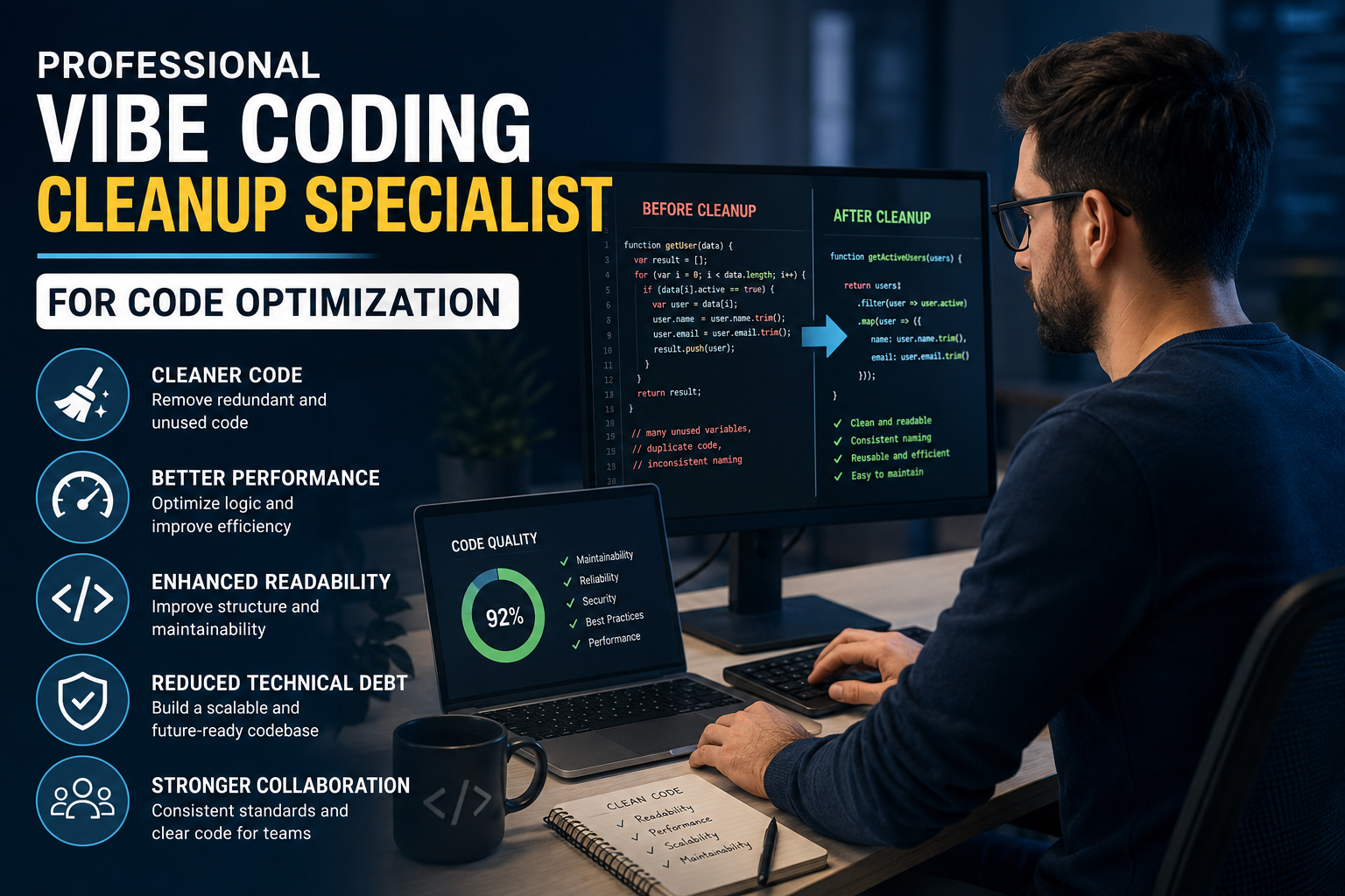 Professional Vibe Coding Cleanup Specialist for Code Optimization