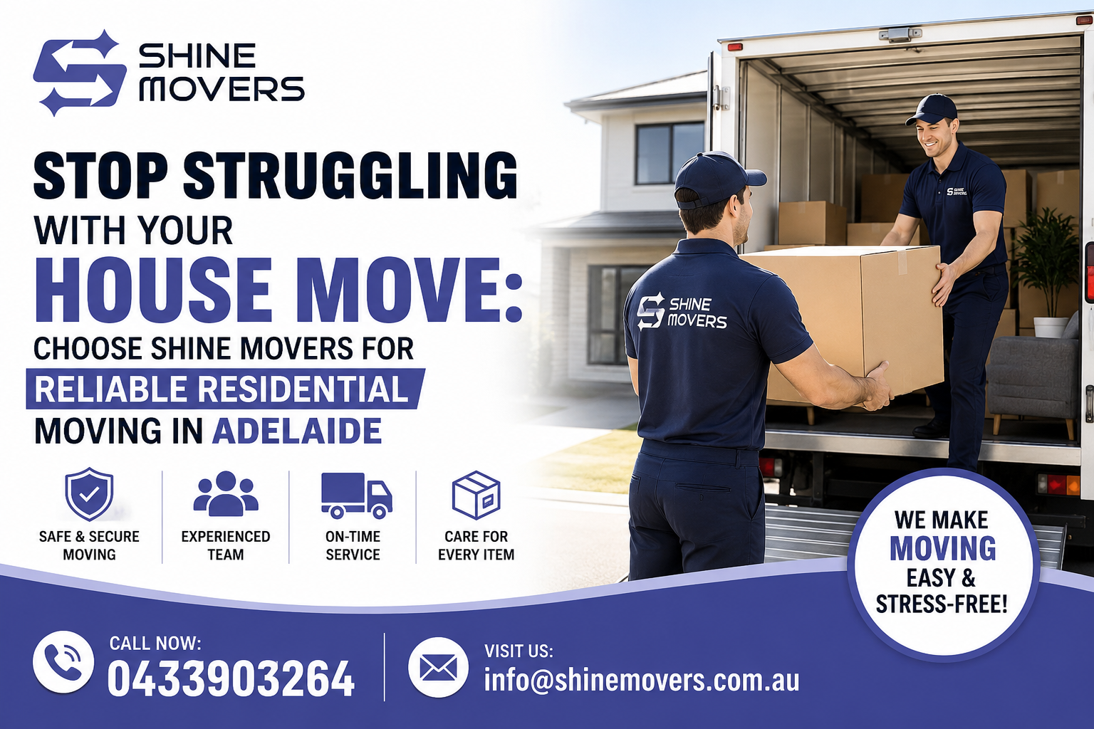 Stop Struggling with Your House Move: Choose Shine Movers for Reliable Residential Moving in Adelaide