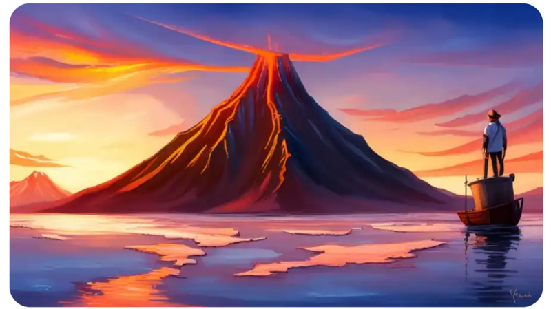 Volcano and the treasure.