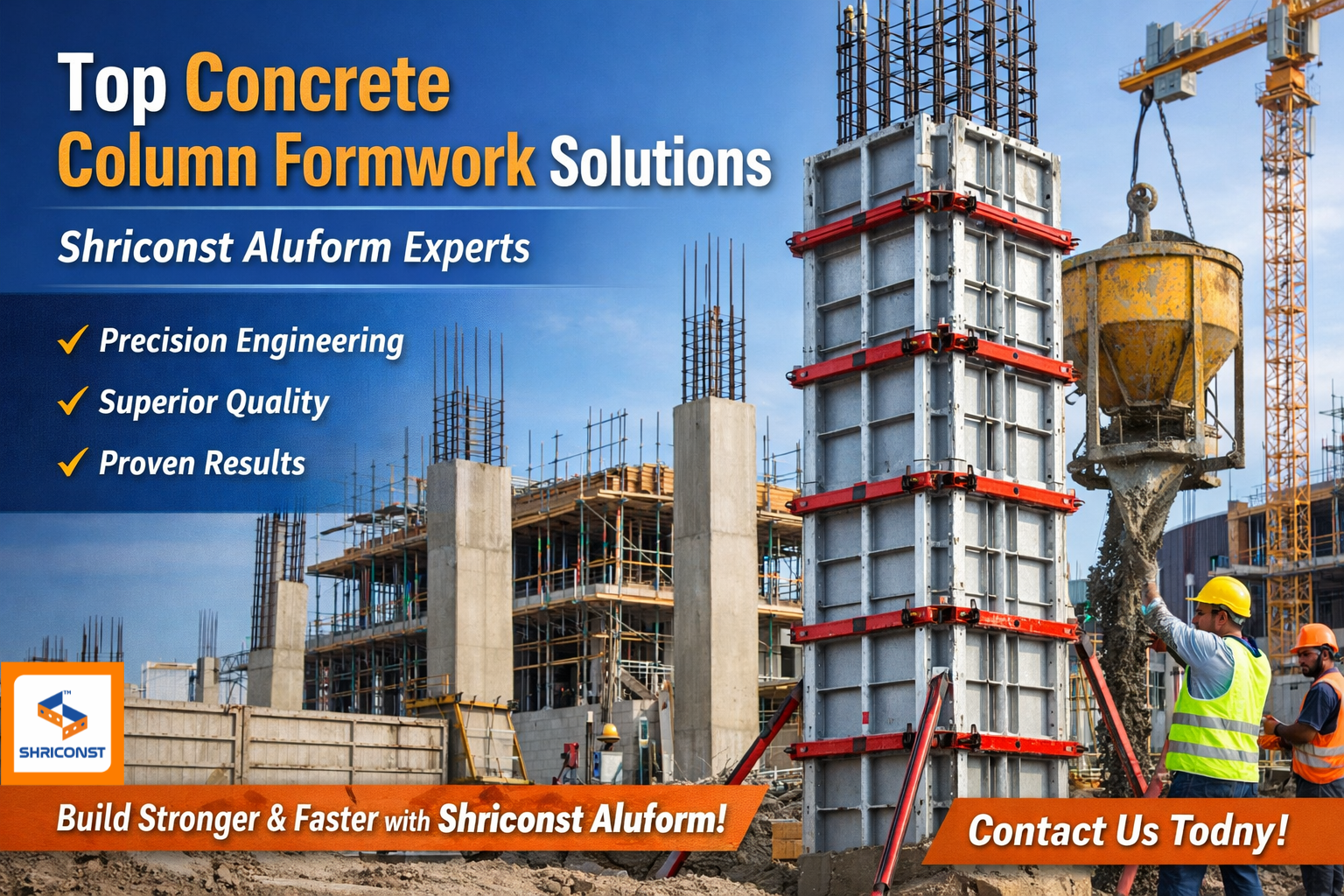 Top Concrete Column Formwork Solutions | Shriconst Aluform Experts