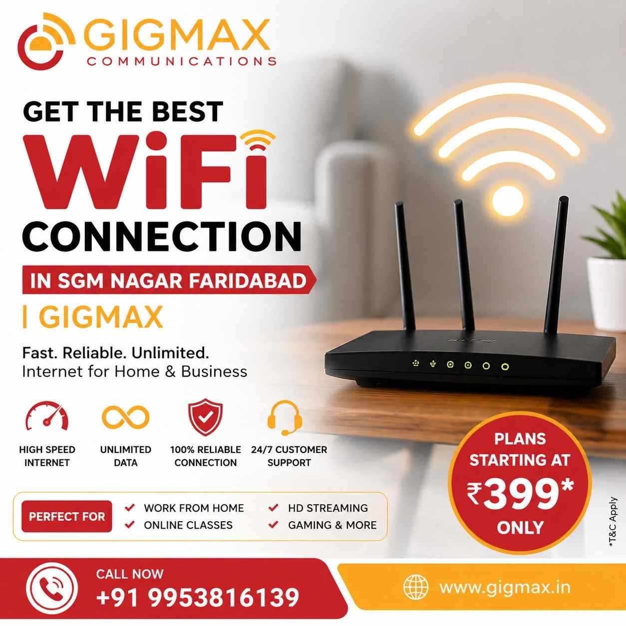 Get the Best WiFi Connection in SGM Nagar Faridabad | GIGMAX
