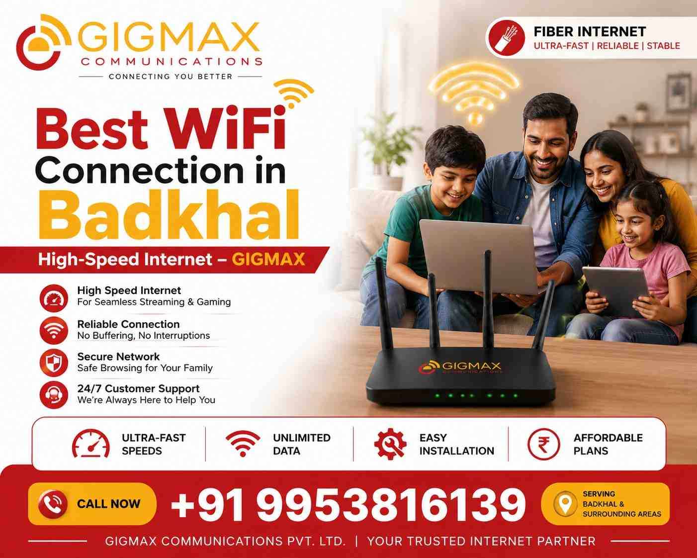 Best WiFi Connection in Badkhal | High-Speed Internet – GIGMAX