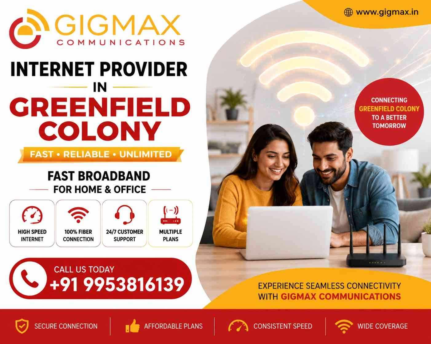 Internet Provider in Greenfield Colony | Fast Broadband – GIGMAX