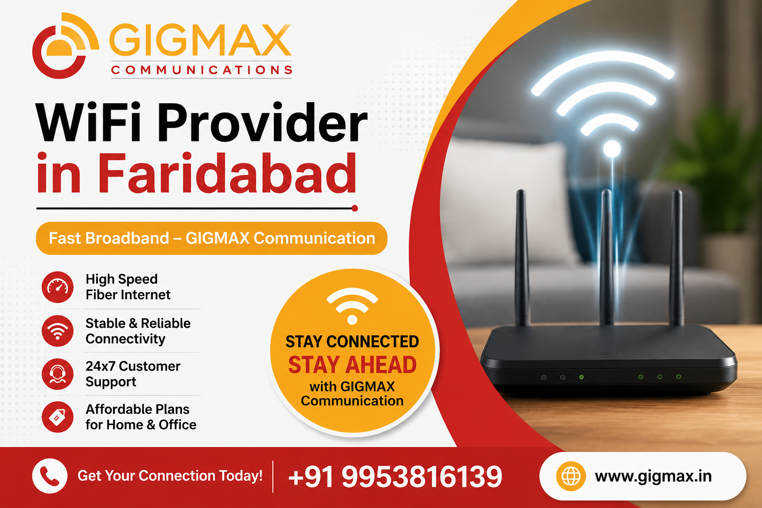WiFi Provider in Faridabad | Fast Broadband – GIGMAX Communication