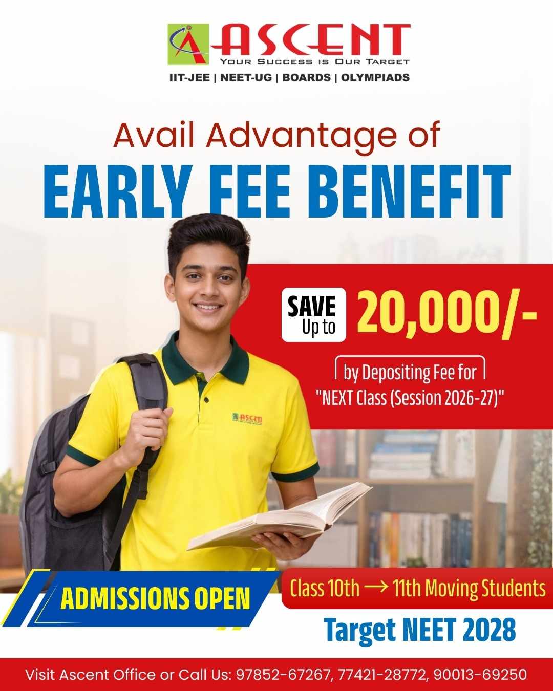 NEET 2028 Coaching with Early Fee Benefit for Class 10 to 11 Moving Students
