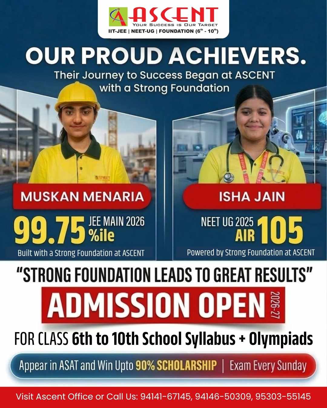 Strong Foundation Coaching for NEET & IIT-JEE with Top Results