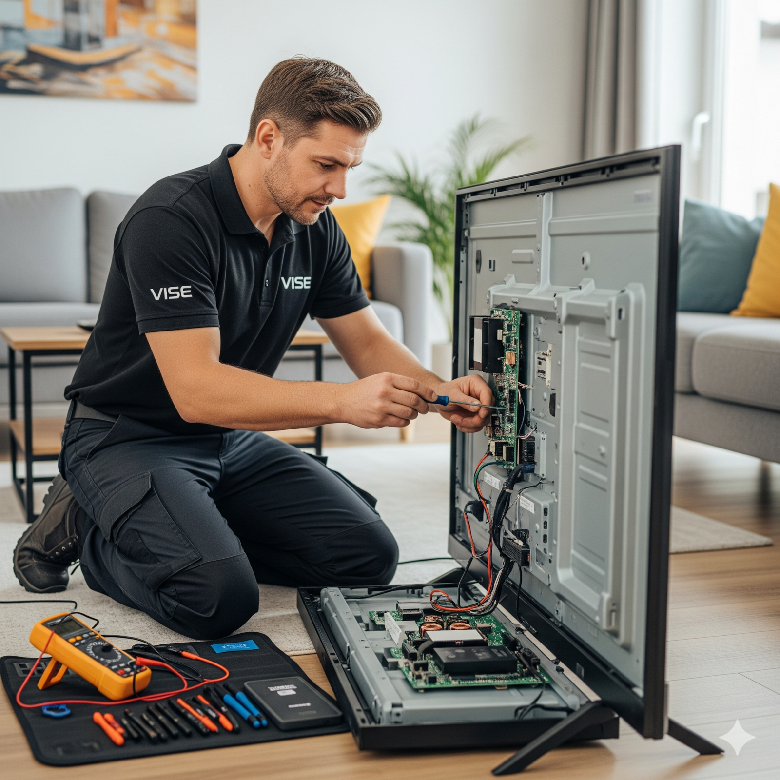 What is the warranty at VISE TV Service Center?