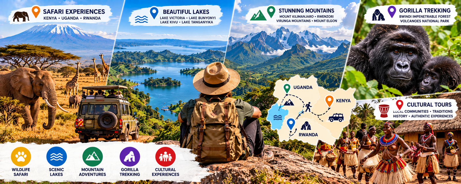 Beyond Safari: Lakes, Mountains, Gorilla Trekking and Cultural Tours in East Africa