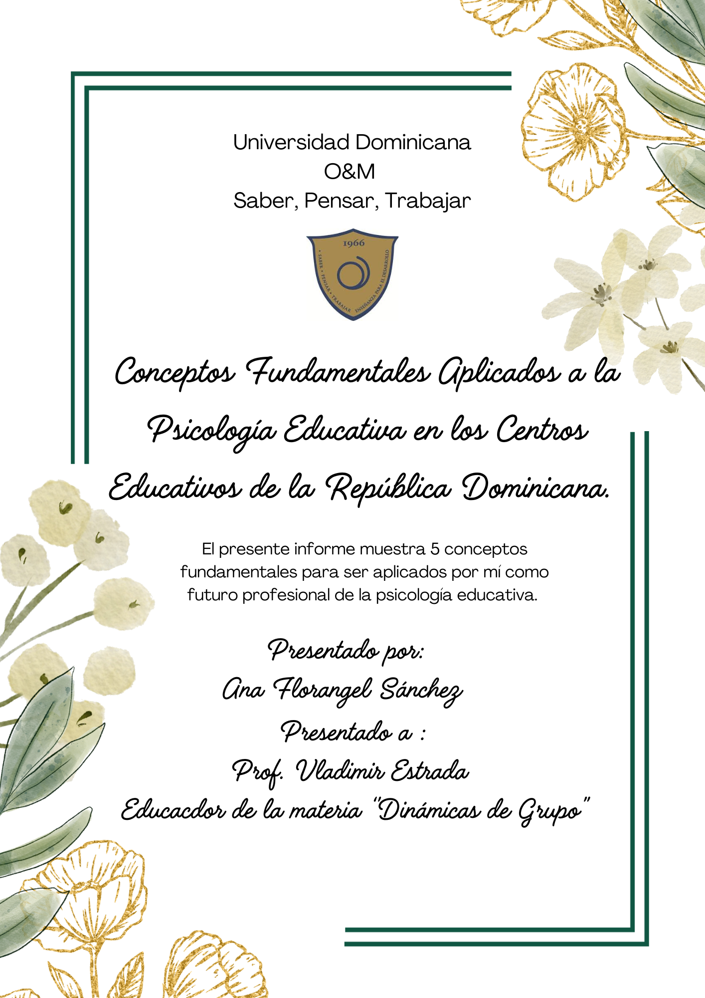 Conceptos Fundamentales Aplicados a la Psicología Educativa en los Centros Educativos de la República Dominicana.