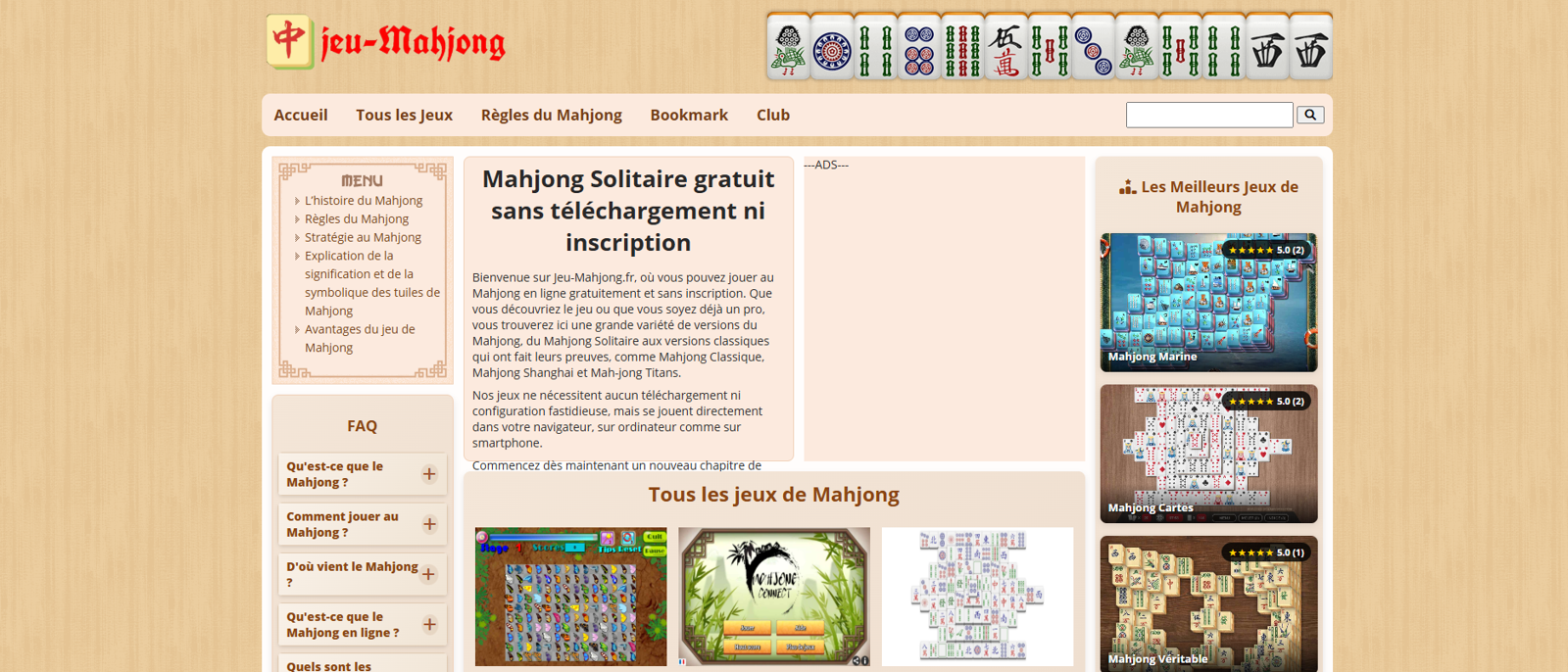 Mahjong gratuit : Un jeu intemporel à portée de clic