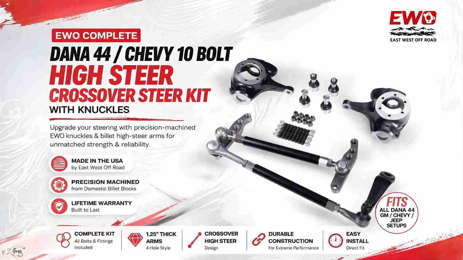 Chevy 10 Bolt High Steer with Knuckles – Complete Dana 44 Crossover Steering System