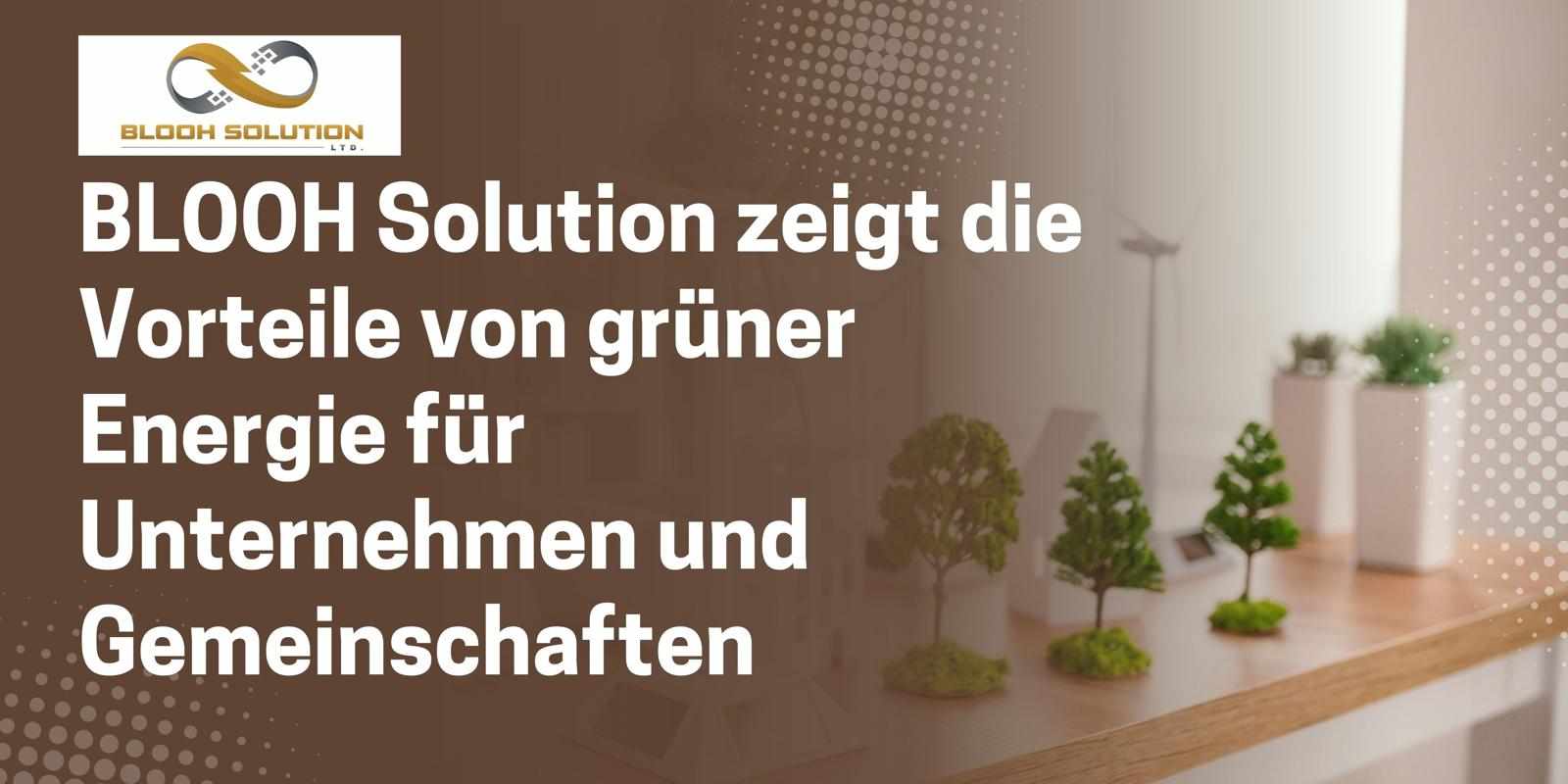 BLOOH Solution zeigt die Vorteile von grüner Energie für Unternehmen und Gemeinschaften
