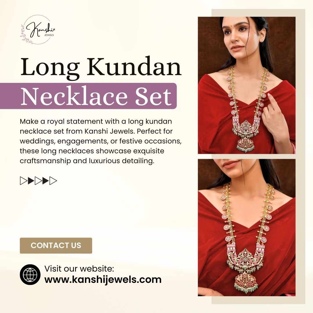 Long Kundan Necklace Set – Traditional Bridal Jewellery | Kanshi Jewels