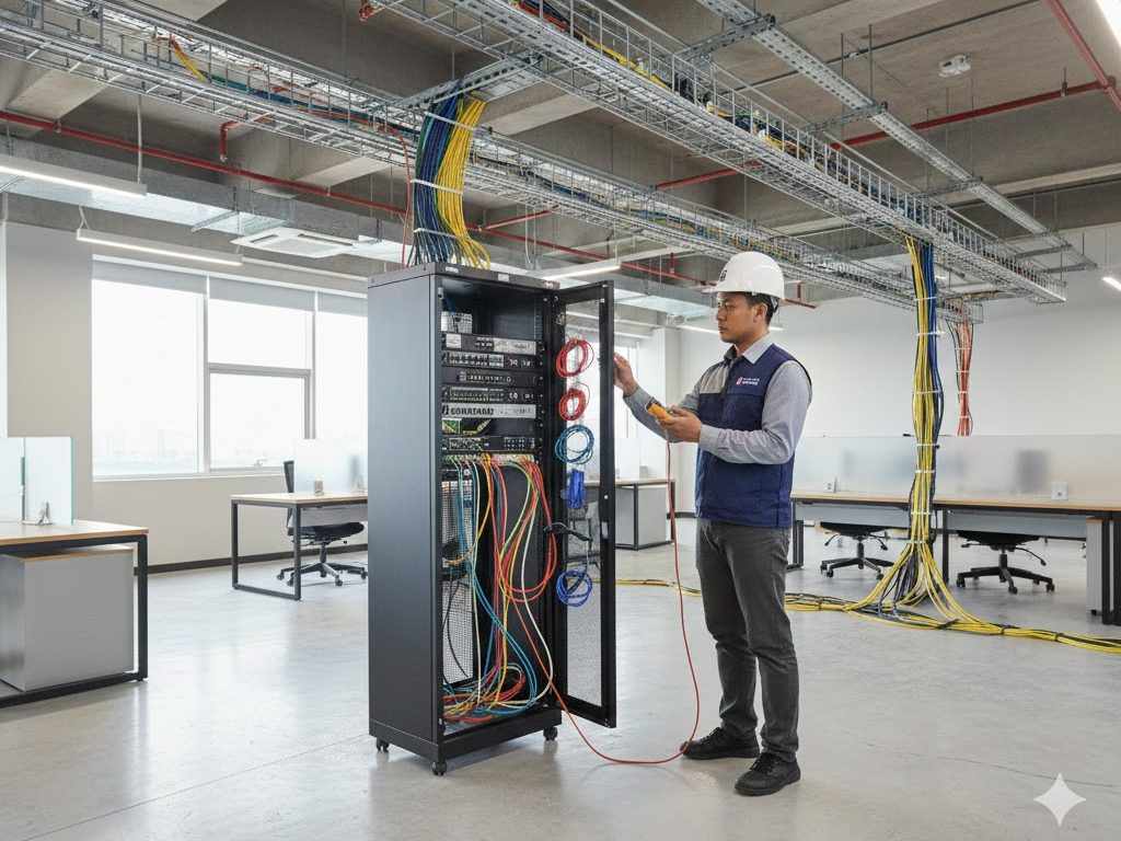 Sistem Manajemen Kabel Jaringan Kantor yang Aman dan Estetis