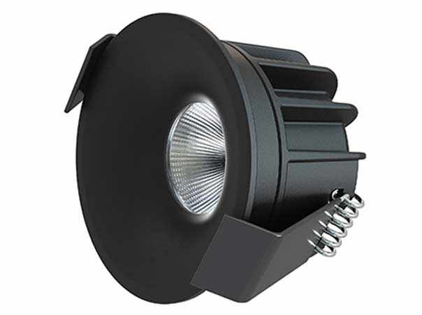 50mm mini recessed spotlight black dimmable CRI95 IP44 5 year warranty