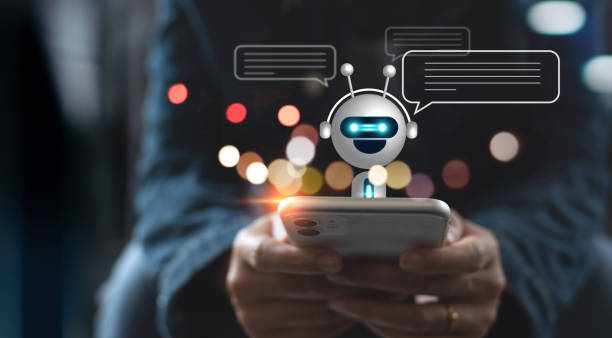 Digital chatbot, A.I., robot application, conversation assistant, AI Artificial Intelligence concept. Woman using mobile smart phone chatting with digital chatbot customer service Digital chatbot, A.I., robot application, conversation assistant, AI Artificial Intelligence concept. Woman using mobile smart phone chatting with digital chatbot customer service ai customer stock pictures, royalty-free photos & images