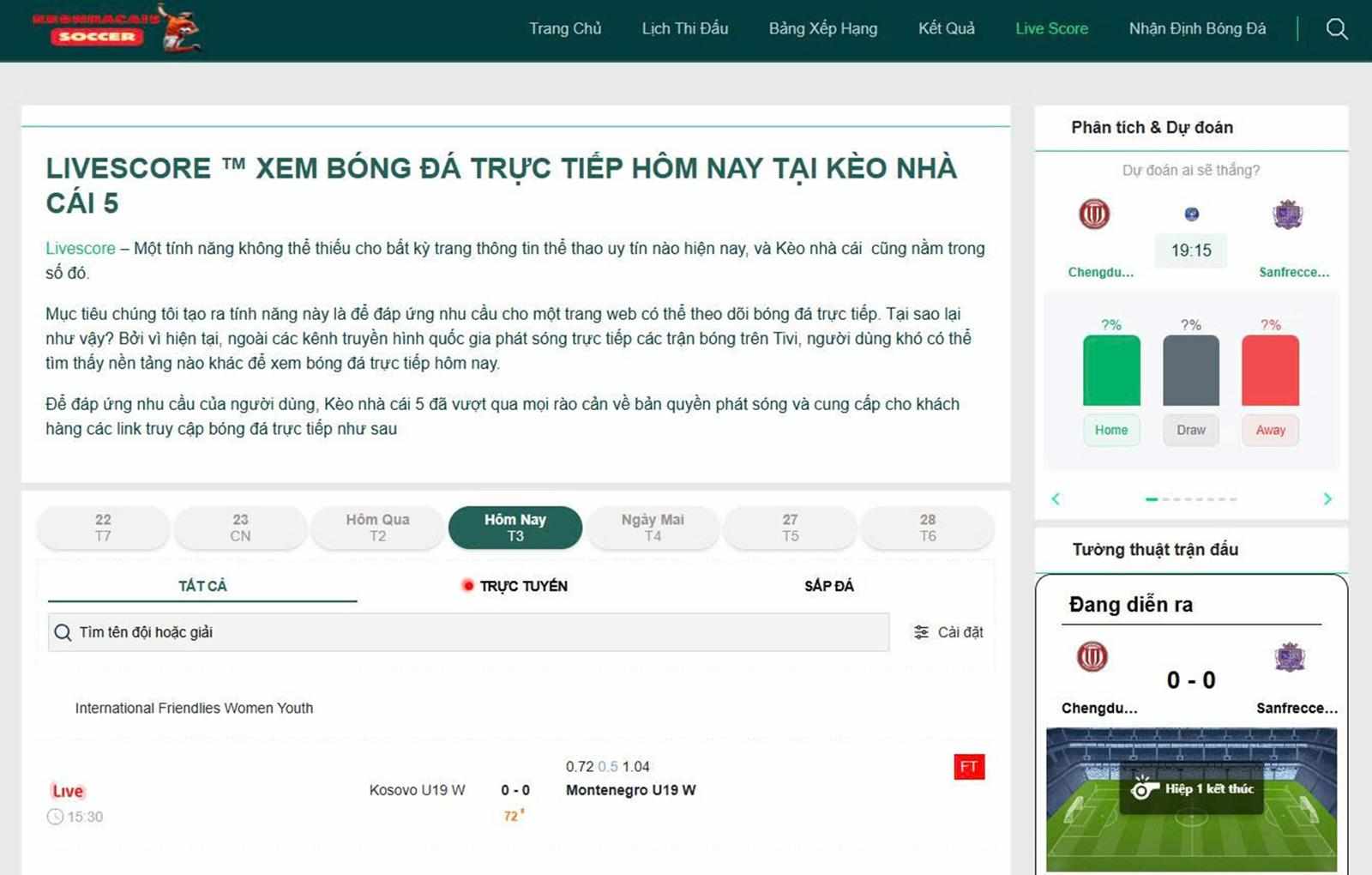 Vì sao Livescore là lựa chọn hàng đầu của người yêu bóng đá