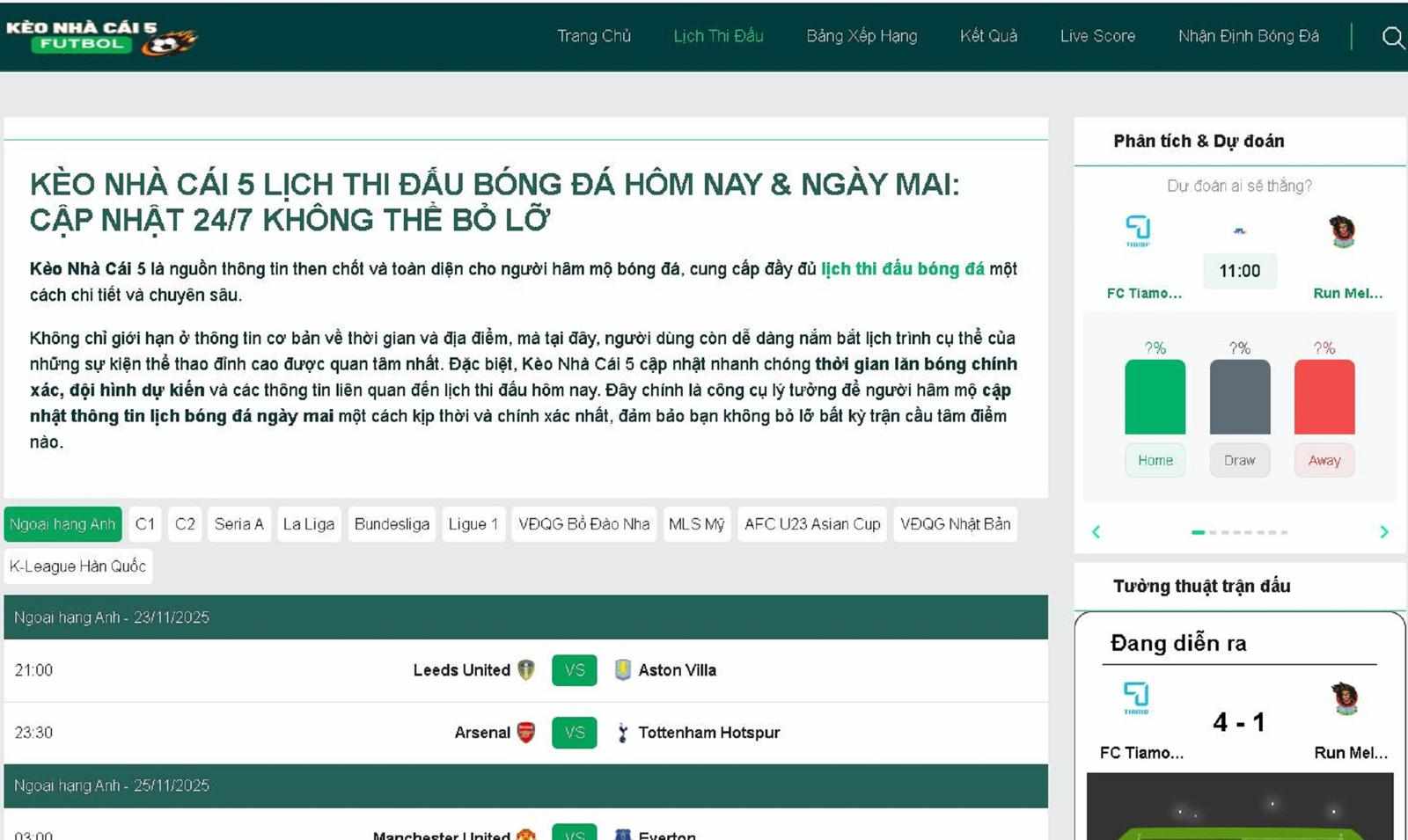 Cách cập nhật lịch thi đấu bóng đá chính xác và nhanh nhất