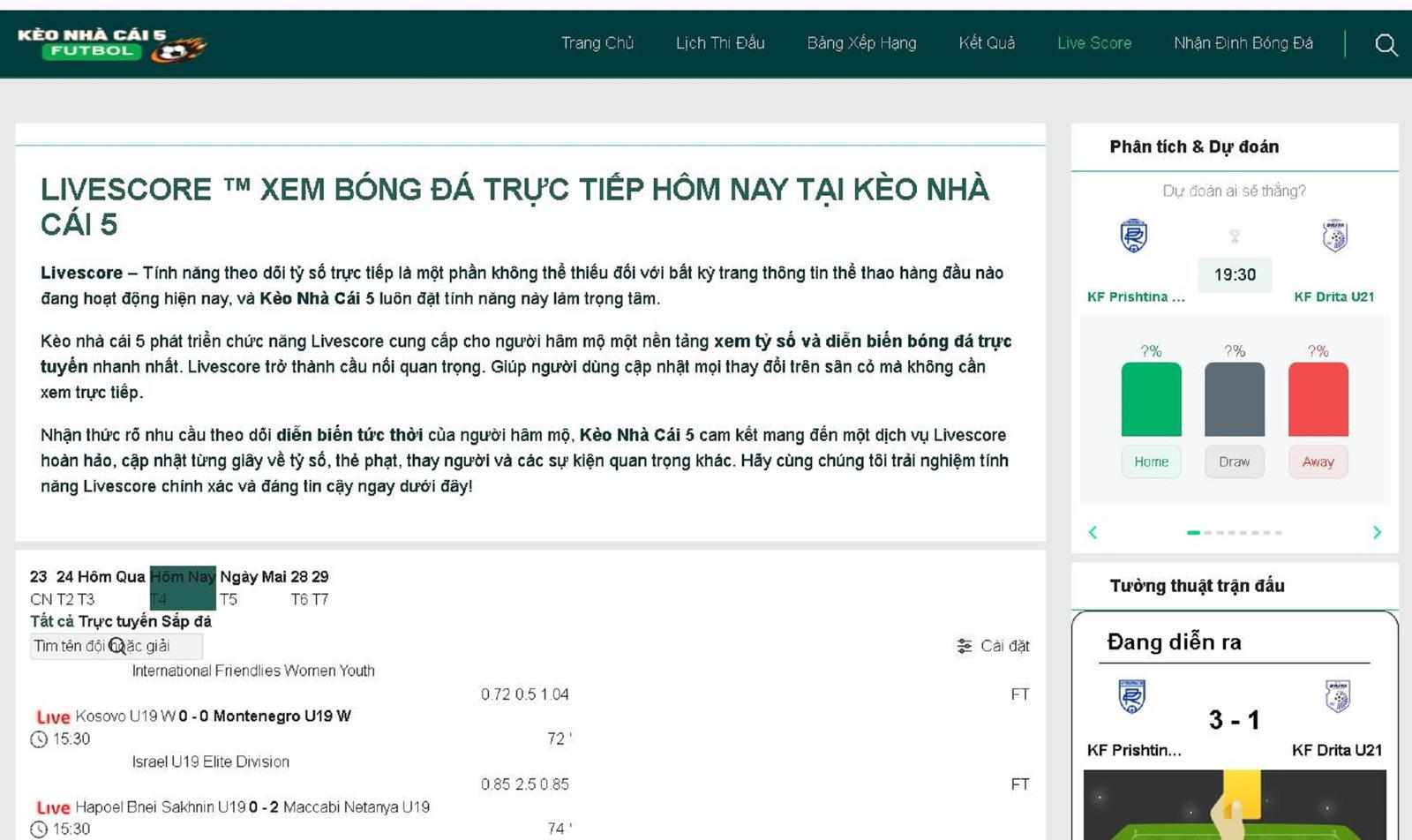 Vì sao Livescore được nhiều người hâm mộ bóng đá lựa chọn
