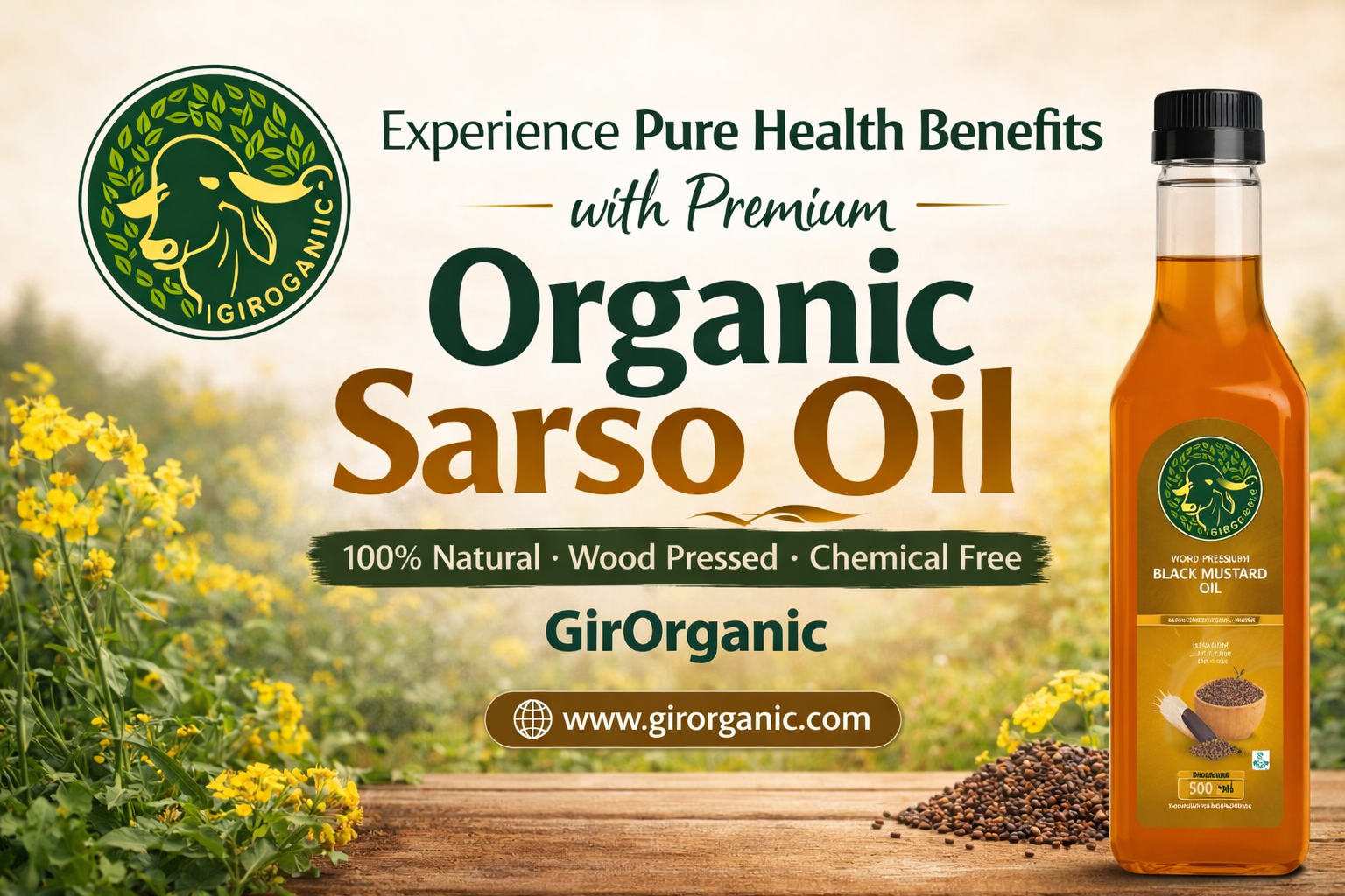 Experience Pure Health Benefits with Premium Organic Sarso Oil for Cooking and Wellness – GirOrganic